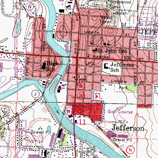 Topographic Map of Jefferson County Courthouse, WI