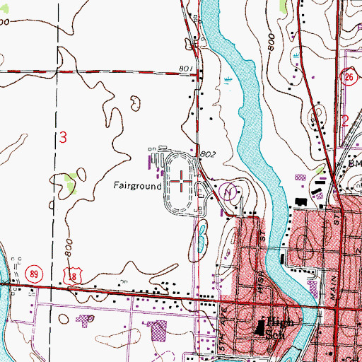 Topographic Map of Jefferson County Fairgrounds, WI