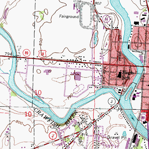 Topographic Map of Jefferson High School, WI