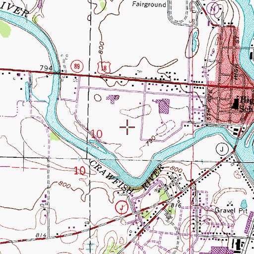 Topographic Map of Jefferson Middle School, WI
