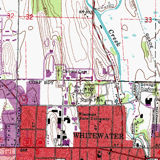 Topographic Map of Knilans Hall, WI