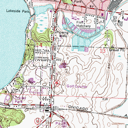 Topographic Map of Lake Mills High School, WI