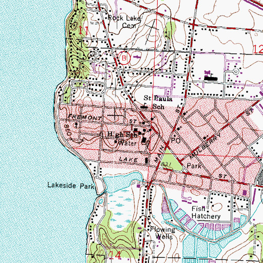 Topographic Map of Lake Mills Middle School, WI