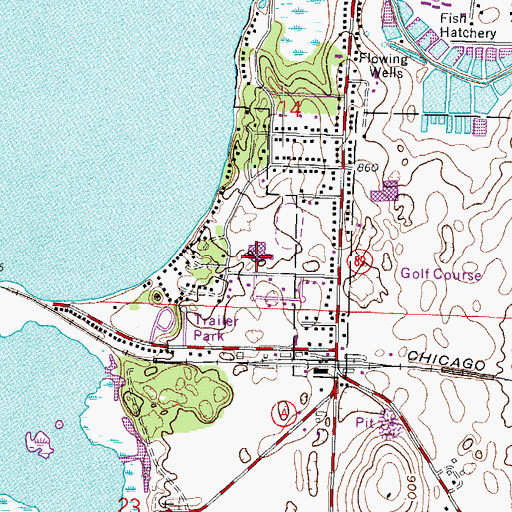 Topographic Map of Lakeside Lutheran High School, WI