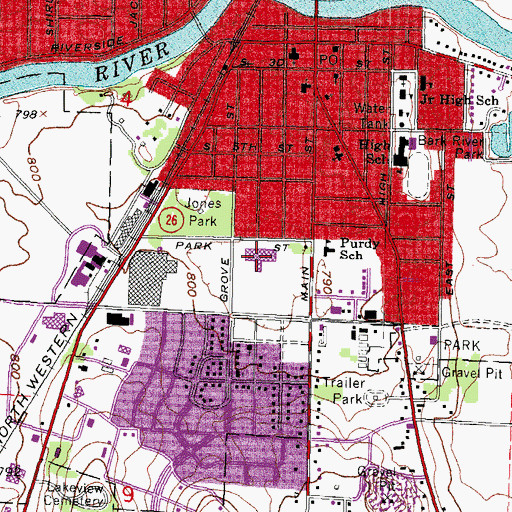 Topographic Map of Luther Elementary School, WI