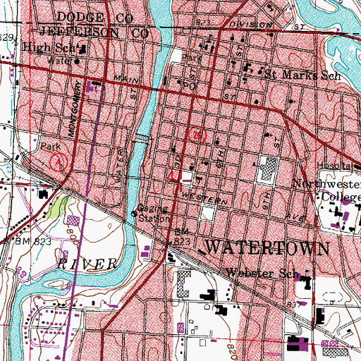 Topographic Map of Memorial Park, WI