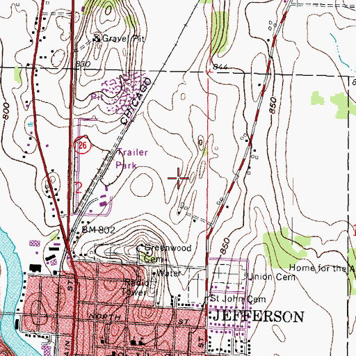 Topographic Map of North Industrial Park, WI