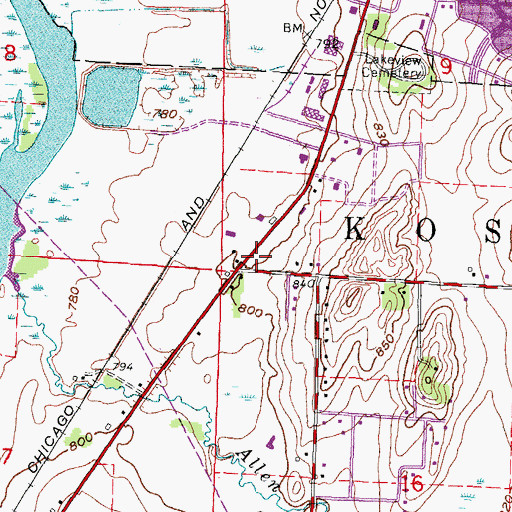 Topographic Map of Peace Lutheran Church, WI