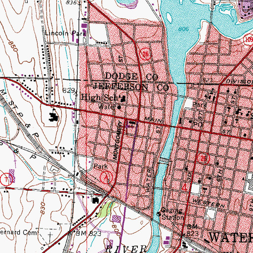 Topographic Map of Saint Bernard School, WI