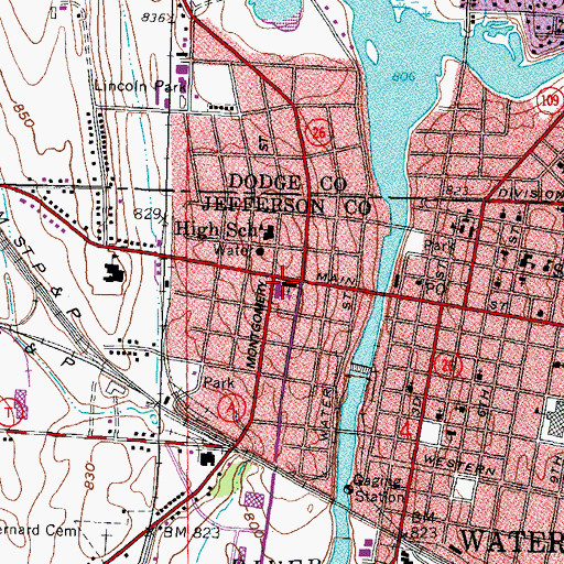 Topographic Map of Saint Bernards Roman Catholic Church, WI