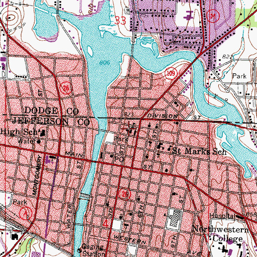 Topographic Map of Saint Henry Catholic School, WI
