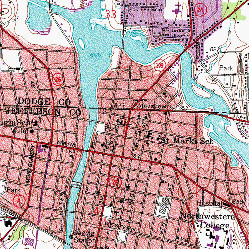 Topographic Map of Saint Henrys Roman Catholic Church, WI