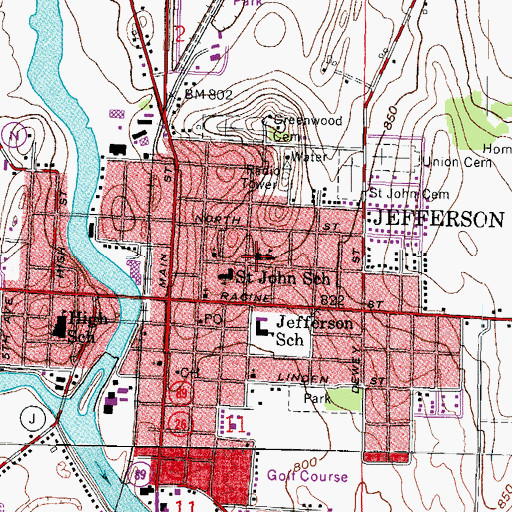 Topographic Map of Saint John the Baptist Catholic Church, WI