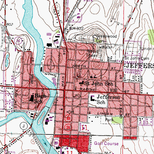 Topographic Map of Saint Johns Evangelical Lutheran Church, WI