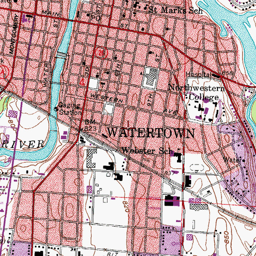 Topographic Map of Saint Josephs Home for the Aged, WI