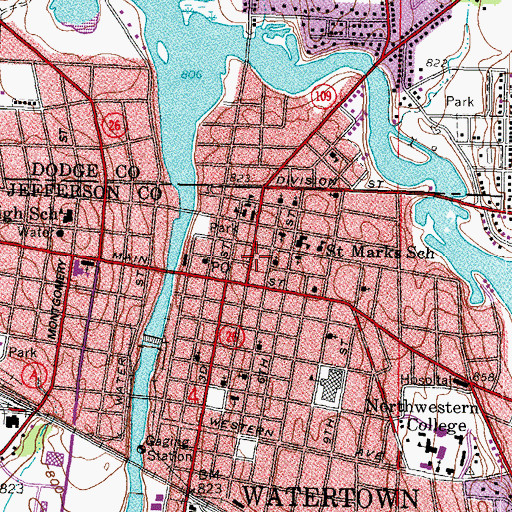 Topographic Map of Saint Lukes Evangelical Lutheran Church, WI