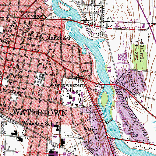 Topographic Map of Saint Marys Hospital, WI