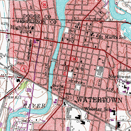 Topographic Map of Saint Pauls Episcopal Church, WI
