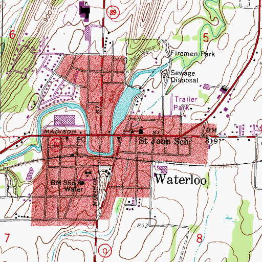 Topographic Map of Saint Pauls Lutheran Church, WI