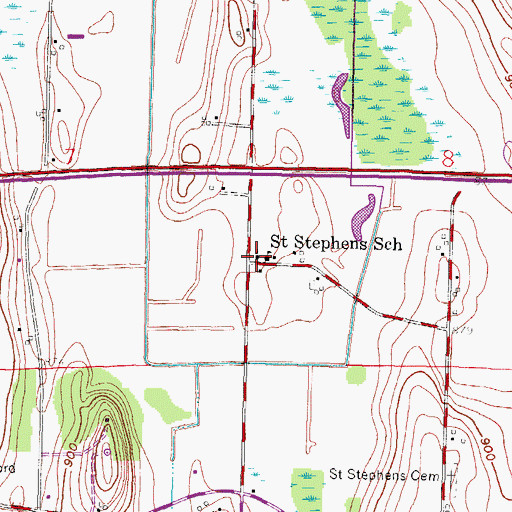 Topographic Map of Saint Stephens Lutheran Church, WI