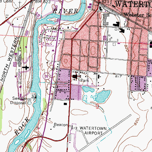 Topographic Map of Schurz Elementary School, WI
