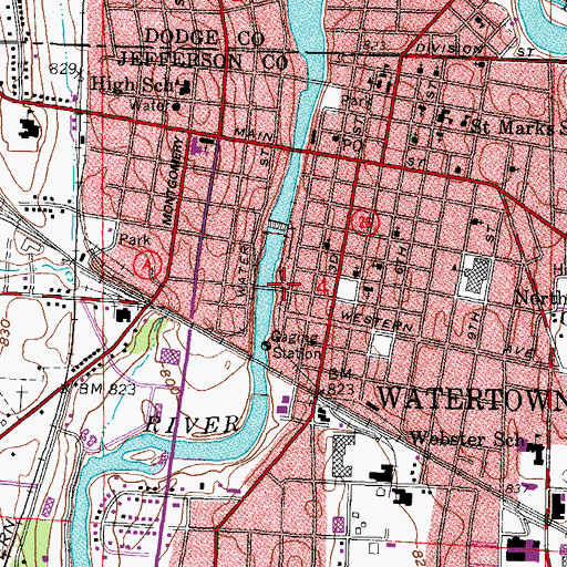 Topographic Map of South First Street Park, WI