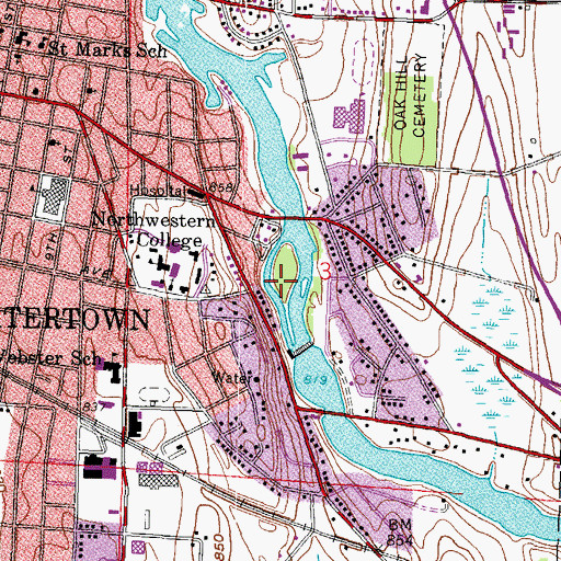 Topographic Map of Tivoli Island, WI