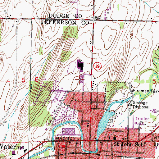 Topographic Map of Waterloo Elementary School, WI