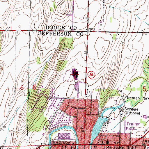 Topographic Map of Waterloo High School, WI
