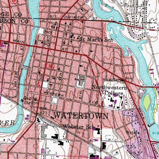 Topographic Map of Watertown High School, WI