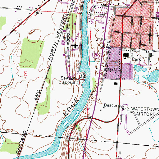 Topographic Map of Watertown Wastewater Treatment Plant, WI