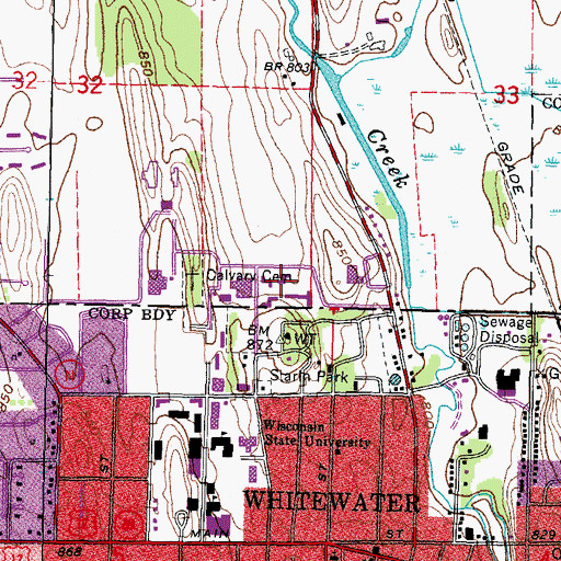 Topographic Map of Wellers Hall, WI
