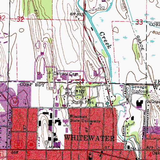 Topographic Map of Wells Residence Hall, WI