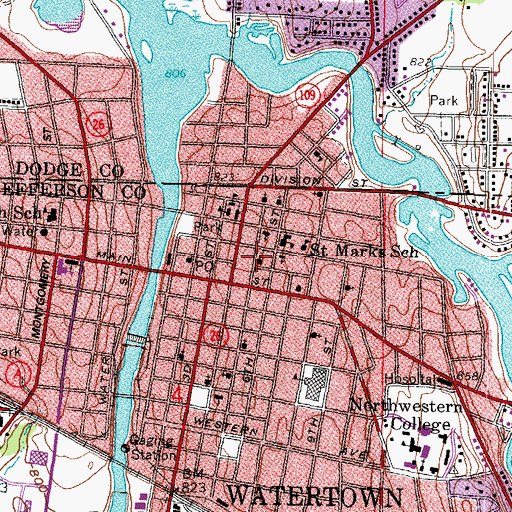 Topographic Map of Wesley Methodist Church, WI