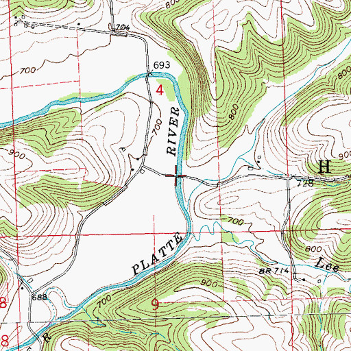 Topographic Map of Baker Ford Bridge, WI