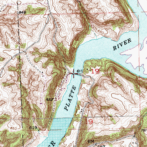 Topographic Map of Banfield Bridge, WI