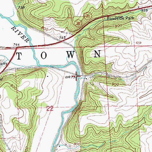 Topographic Map of Blackburn Bridge, WI