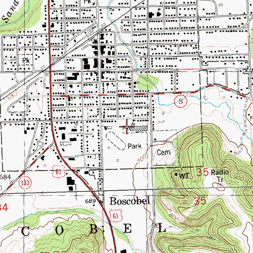 Topographic Map of Boscobel High School, WI