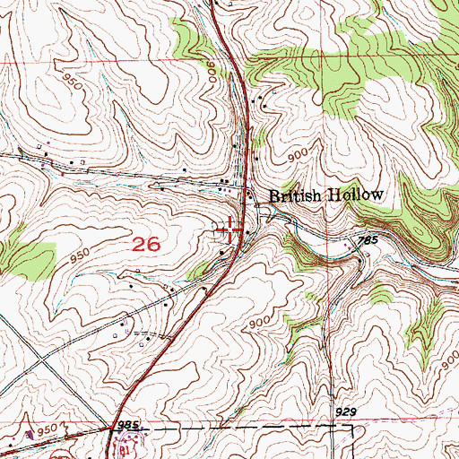 Topographic Map of British Hollow Cemetery, WI