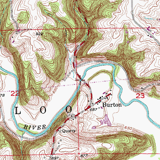 Topographic Map of Burton Bridge, WI