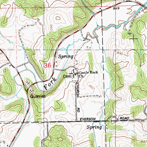 Topographic Map of Castle Rock Church, WI