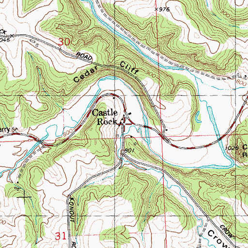 Topographic Map of Crow Valley, WI
