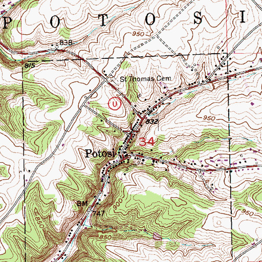 Topographic Map of Davies Memorial United Church of Christ, WI