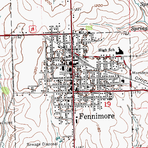 Topographic Map of Dwight T Parker Public Library, WI