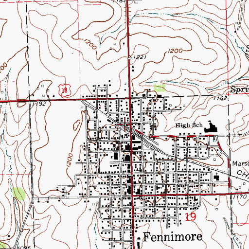 Topographic Map of Fennimore Railroad Historical Society Museum, WI