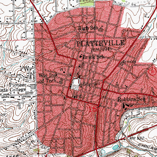 Topographic Map of First Congregational United Church of Christ, WI