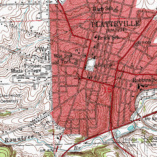 Topographic Map of First English Lutheran Church, WI