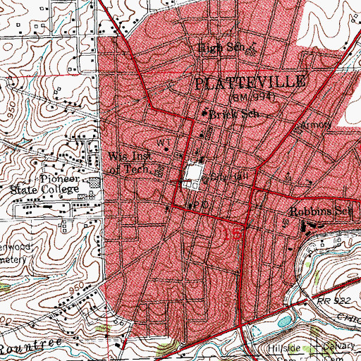 Topographic Map of First Methodist Episcopal Church (historical), WI