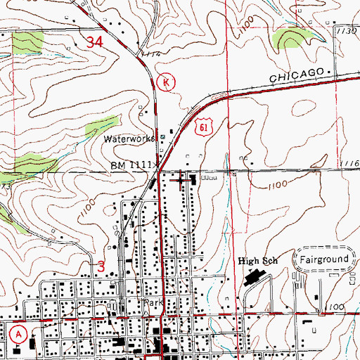 Topographic Map of Grant County Law Enforcement Center, WI