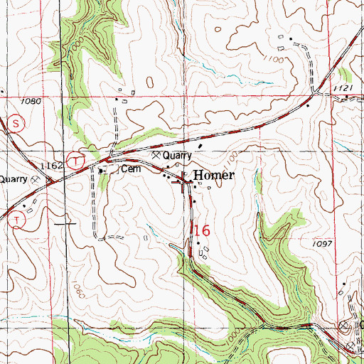 Topographic Map of Homer, WI